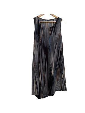 FLYING 7 Montreal dress sleeveless lightweight multi neutral tones asymmetric M